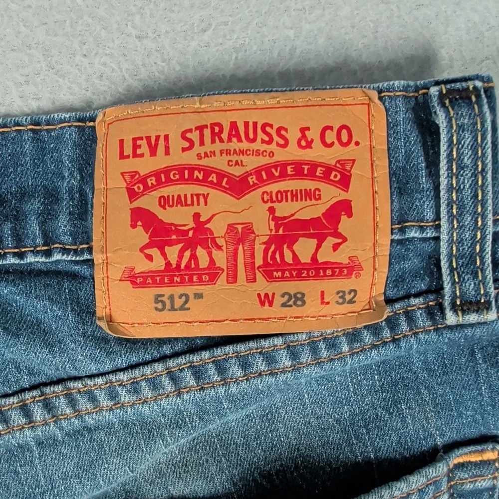 Levi's 512 Mens Jeans W28‎ L32 Blue Denim Straight Fit